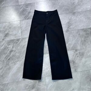 Oat New York Jeans Women's Size 29 Black Cotton Denim High Rise Wide Leg Raw Hem